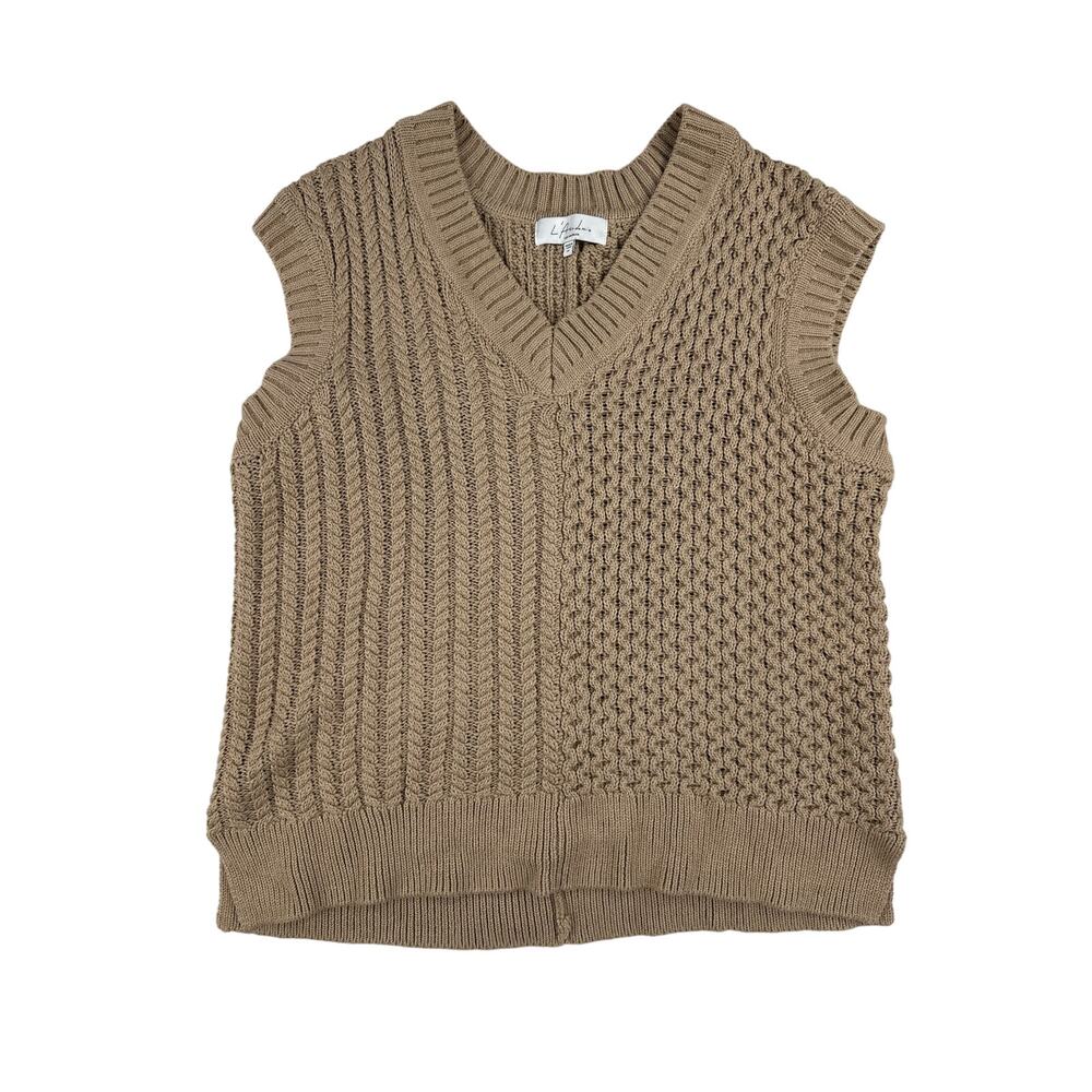 L’Academie - Oversized Knit Sweater Vest in Brown
